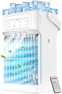 Portable Air Conditioners, 3 Speeds, 3 Mist Settings, 40oz XL Water Tank, 2~8h Timer & 7-color Ambient Lights, Air Conditioner Portable, Personal Small Mini Air Conditioner Air Cooler for Room Bedroom