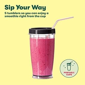 BELLA (13330) Personal Size Rocket Blender, Perfect for Smoothies & Healthy Drinks, Grinding, Chopping & Food Prep, 12 Piece Set, Stainless Steel/Chrome