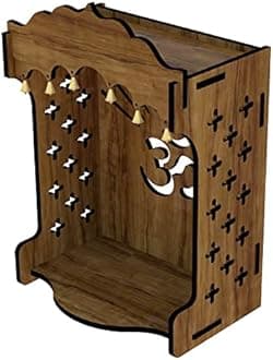 SSI Fully Handmade beautyfull Small Wooden Home and Office Temple/Pooja Mandir Pooja ghar (DRK Brown)