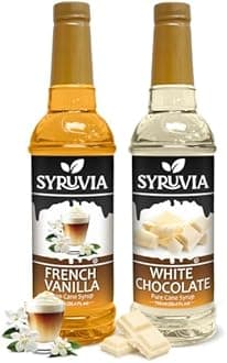 Syruvia Coffee Syrup Variety Pack - French Vanilla & White Chocolate- Gluten-Free, Kosher, 25.4 fl oz Bottles - Enhance Your Coffee Experience with Premium Flavoring Syrups