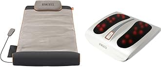 HoMedics STRETCH - Electric Inflatable Yoga Mat with Adjustable Back Body Stretching Exercises, Lumbar, Shoulder, Foldable Design for Easy Storage & Shiatsu Foot Massager with Heat - White