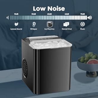 Sweetcrispy Countertop Ice Maker, Portable Ice Machine Self-Cleaning, 9 Cubes in 6 Mins, 26 lbs/24Hrs, 2 Sizes of Bullet Ice for Home Party Office