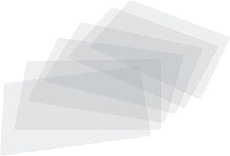 CraftyCrocodile Clear Plastic Placemats Set of 16 - Vinyl Table Protector for Dining, Kitchen, Office, Painting Table, Shelves - Heat Resistant, Crystal Clear, Wipeable Place Mats - 17.5x12