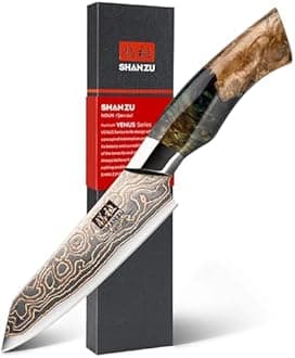 SHAN ZU Damascus Paring Knife 3.74 Inch, Japanese Paring Knives Copper & Damascus Steel High Carbon 33 Layer Hand Forged, Ultra Sharp Fruit Knife Carving Knives with Maple Wood Handle
