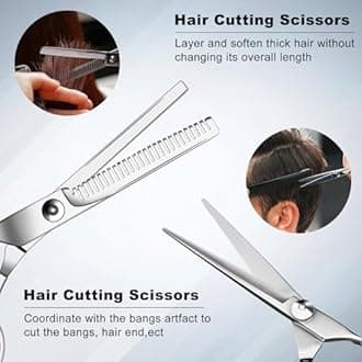 Sirabe 9 PCS Hair Cutting Scissors Thinning Shears Kit, Professional Haircut Scissors Set, Barber Hairdressing Texturizing Shears Tools for Salon Home Men Women Kids Adults Pet