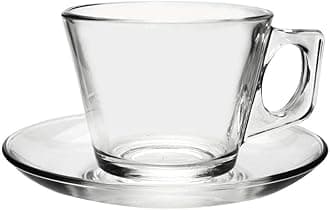 AVCI Home Maker 18 pieces Tea Cup & Saucer Tea Glasses and Saucers Set with spoons, 18 Turkish Tea Cup Set, 6 Cups,6 Plates & 6 spoons Perfect for Tea Party, Gifts, Weddings, Aniversary (VELA)