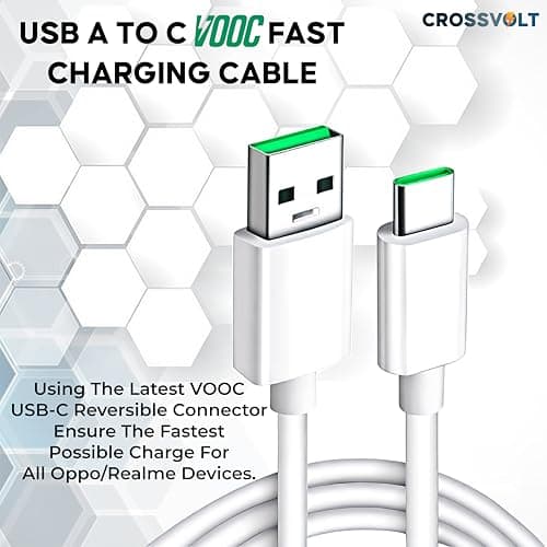 Original Type C VOOC Flash Charging Cable Compatible for VOOC Charging For Oppo Reno/2/2Z/2F/Reno10xZoom/k3/Realme X/XT/X2/X2 Pro/5/6/6T(C Type Cable Charger)