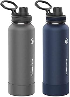 Stainless Steel Water Bottle, 40 oz, 2-Pack (Midnight/Stone)