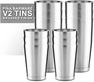 Piña Barware Stainless Steel Commercial Bar Boston Shaker Tin Set - 28oz. & 18oz. / Mirror Polished Finish (V2-6 Pairs, Commercial Bar Pack)