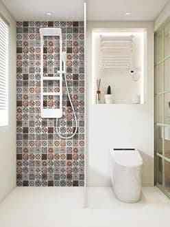 Timeet Peel and Stick Wallpaper Glossy Tile Effect Sticky Back Plastic 40x300cm Contact Paper Vinyl Flim Tile Stickers Waterproof Self Adhesive Wallpaper Backsplash Kitchen Countertop Shelf