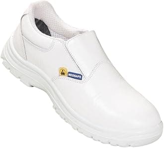 ESD Safety Shoes with Fibre-Toe, Washable and Best Suitable for Food Workshop, Pharmaceutical Industry and OT, Animal Free Microfibre Upper, White