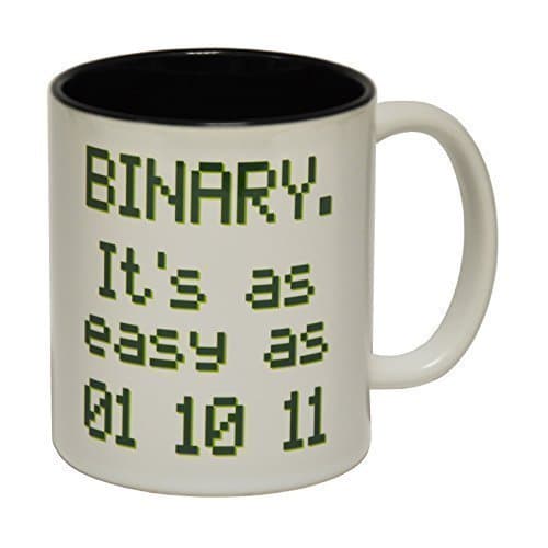 123t Mugs Binary It's AS Easy 1 2 3 Ceramic Slogan Cup with Black Interior - Gift Boxed Novelty Funny