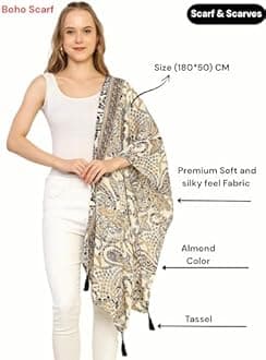 KE KANHA EXPORTS scarf for women stylish | Scarf For Women | face mask | Printed Fancy Tassle Full Face Cover | Head | Hair Face Protection | Sun Protection in summer & Winter | Lightweight