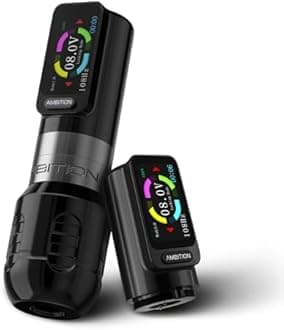Ambition Zetton Wireless Tattoo Machine with Extra 2400mAh Battery Brushless Motor Straight Drive Bar Color Touch Display Rotary Tattoo Gun Cartridge Pen Supply for Professional Tattoo Artists