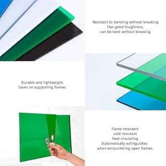 DSEWTEZXI Transparent Polycarbonate Roofing Sheet, Outdoor Patio Greenhouse Panels, UV Rain Protection Rain Pergola Roof Panels, for Patios, Partitions, Etc, Roof(Green,2.62 x 3.3ft)