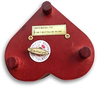 BinkeGG Play (Beautiful Dreamer) Brown Wooden Heart Shape Hollow Out Music Box with Sankyo Musical Movement (65 Tunes Option)