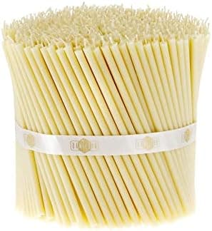 Danilovo Thin Taper Beeswax Candles - Honey-Scented, Decorative Candles Ideal for Birthday Decoration or Church Prayers - White Drip Free, Tall & Smokeless Pack of 100 pcs, 5.9 x 0.2 inch
