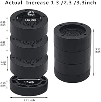 4 Sets Black Round Furniture Risers, Heavy Duty Bed Risers Lifts Height 1", 2", 3 inch, Adjustable Bed Lifts Risers for Bed Frame, Furniture, Sofa, Chair Risers Supports Up to 1,300 lbs