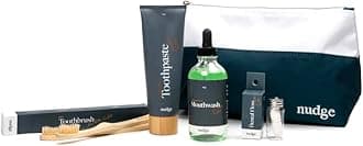 Oral Care Kit – Complete Set with Mint Toothpaste, Bamboo Toothbrushes, Mouthwash Concentrate, Silk Floss & Reusable Bag