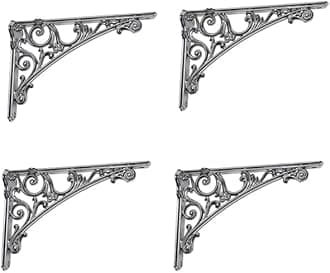 Decorative Shelf Bracket 12 inch Polished Chrome Brackets for Shelving Solid Heavy Duty Vintage DIY Projects Hardware Included 4 Pack Heavy-Duty Shelf-Brackets