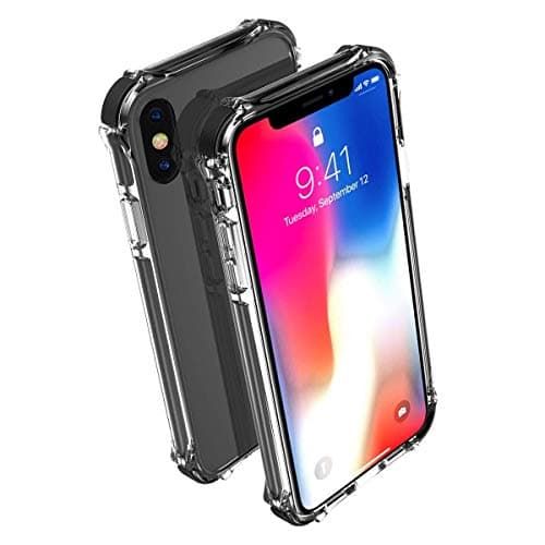 iPhone Xs Case 2018 - iPhone X case 2017- Double Layer Shock-Absorbant Material - Lightweight Slim Fit Design - Transparent Polycarbonate Backing (Black)