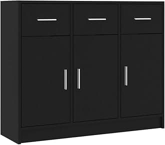 vidaXL Sideboard Storage Cabinet Side Cupboard Black Engineered Wood
