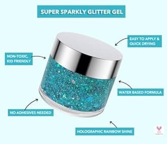 Mermaid Blue - Holographic Body Glitter Gel for Body, Face, Hair - Vegan & Cruelty Free - Electric Bliss Beauty (Aqua Blue)