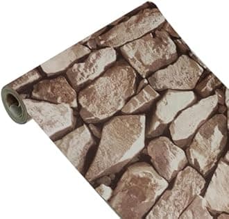 3D Effect Stone Texture Wallpaper Roll - Non-Woven Retro Decoration for Bedrooms, TV Wall, Living Room - Realistic Rustic Modern Accent