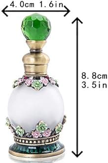 YU FENG Flower Perfume Bottles Empty Vintage Fancy Decorative Crystal Glass Perfume Vial(15ml,Green)