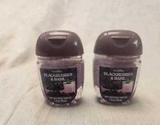 Bath and Body Care - Travel Size Sanitizer - 2 piece Bundle Set Hand Gel - 1 Fl Oz each - Label Artwork Varies (BLACKBERRIES & BASIL)