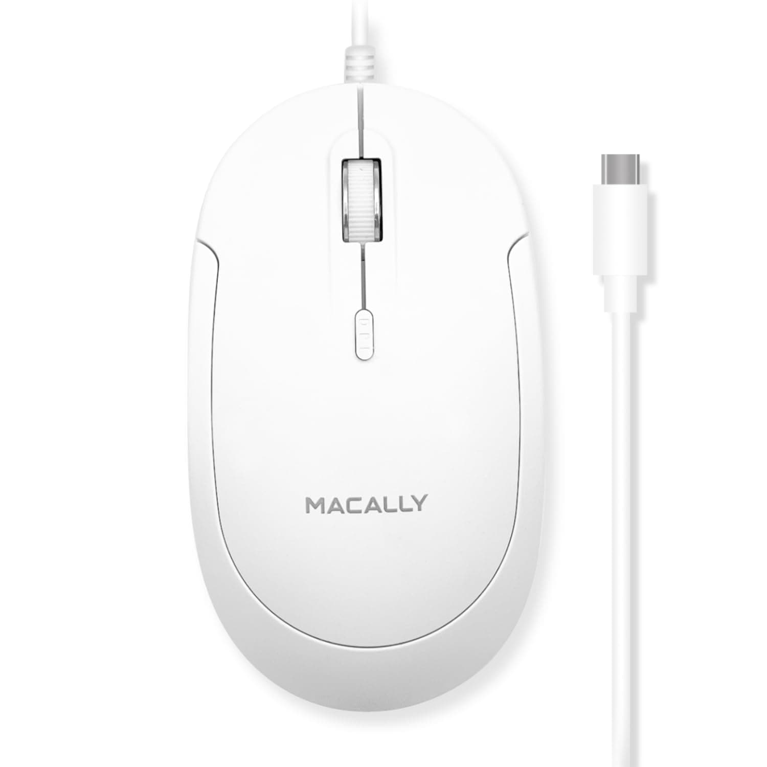 Macally Wired USB C Mouse for Mac and PC - Slim, Quiet, and Reliable - Type C Mouse for MacBook Pro/Air, iMac, Apple iPad, Laptop, Computer Desktop with 3 Button, Scroll Wheel, USBC, and 4 DPI Mode