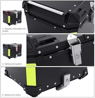 Aluminum Motorbike Tail Box Trunk Waterproof Scooter Rear Top Box, Top Case for Store Helmet Large Luggage, 36L 45L 55L 65L with Security Lock(Silver,55L)
