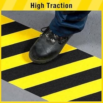 S&X Black/Yellow Anti Slip Tape 12" x 33 FT, Heavy-Duty Grip Tape for Stairs Outdoor Waterproof Safety Non Skid Roll High Traction Non Slip Treads with Hard-Wearing Surface