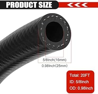 5/8 Inch (16mm) ID Fuel Line Hose 20FT NBR Rubber Push Lock Hose High Pressure 300PSI for Automotive Fuel Systems Engines…