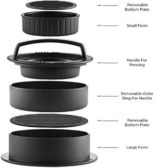 Pure Grill 3-in-1 Burger Press - Patty Maker with 100 Wax Papers for BBQ Grilling Stuffed Hamburgers, Beef Patties, and Sliders