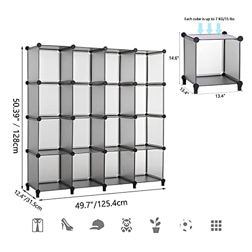 ANWBROAD Cube Storage Organizer, 16-Cube Grey