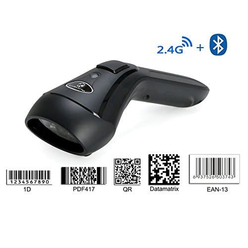 2D Barcode Scanner, Koolertron 3-in-1 1D 2D Barcode Scanner Compatible with Bluetooth Wireless & 2.4GHz Wireless & USB for Laptop PC Android iOS (2.4G & Wireless 2D Scanner)