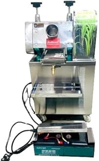 by MASTER MACHINES Battery Operated Sugarcane Juice Extraction Machine Stainless Steel Automatic SugarCane Machine with Battery for Commercial Use 1 HP, SINGLE PHASE- 1 Year Warranty MM-40