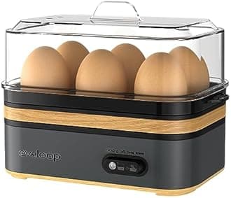 Evoloop - Electric Fast Egg Cooker, 6 Egg Capacity, Soft, Medium, Boiled, Egg Poacher with Auto Shut Off, BPA Free