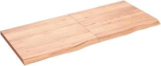 vidaXL Light Brown Bathroom Countertop - Solid Oak Wood, Varnished, Versatile, Handmade, Live-Edge, Compatible for Multiple Uses
