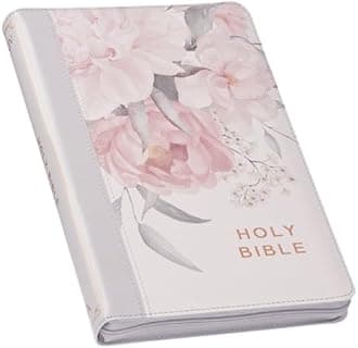 KJV Bible Deluxe Gift Faux Leather Floral Printed W/Zipper