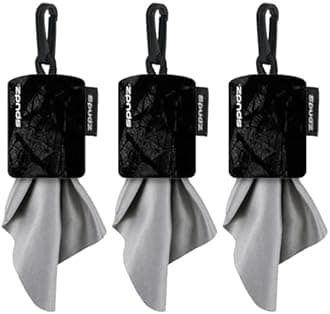 SPUDZ Classic Microfiber Lens Cleaner – Clip-On Pouch, Washable – for Binoculars, Scopes, Glasses, Screens | Stealth Shadow, 6 x 6 Inch (3-Pack)