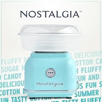 Nostalgia PCM425AQ Retro Hard and Sugar Free Countertop Cotton Candy Maker, Includes 2 Reusable Cones And Scoop – Aqua