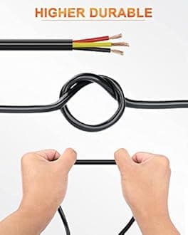 NAOEVO 18 Gauge Wire 3 Conductor Electrical Wire, 18 AWG Stranded PVC Cord, 12V Low Voltage/Tinned Copper/Flexible Cable for Automotive Wiring, Lamp Cord, Marine Cable (50FT)