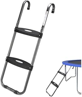 HBTower Trampoline Ladder with Horizontal and Wide Steps, Universal Hook, UV Treated Steel, 220 lbs Capacity Trampoline Accessories for Children Kids