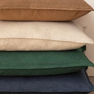 Foindtower Set of 2, Decorative Linen Soild Throw Pillow Covers Soft Accent Euro Cushion Case Farmhouse Neutral Pillowcase for Chair Couch Sofa Bedroom Living Room Home Decor 22 x 22 Inch Pine Green