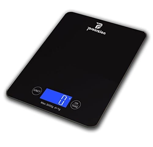 Procizion Digital Multifunction Kitchen Food Scale Bundle with Measuring Spoons, Cleaning Cloth and BatteriesMeasures up to 11 Lbs Backlit LCD (Black)