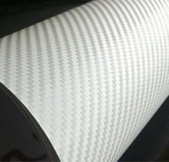 F & B LED LIGHTS White 3D Carbon Fiber Film Twill Weave Vinyl Sheet Roll Wrap (48" X 60", White)