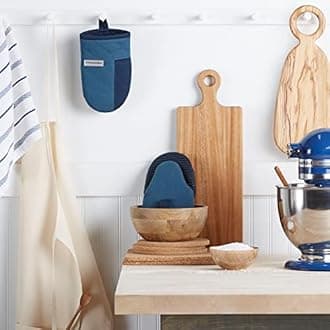 KitchenAid Beacon Two-Tone Non-Slip Mini Oven Mitt Set, Navy/Ink, 5.5"x8", 2 Piece