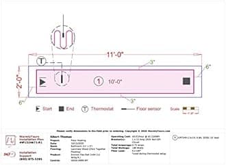 Electric Radiant Floor Heating for Carpet, Laminate and Floating Wood Floors - 21 sq.ft. Cut-and-Turn for Custom Fit – Ultra-Thin Heated Mat - WarmlyYours Environ 1.5 x 14 ft., 240V, 12 Watts/sq.ft.